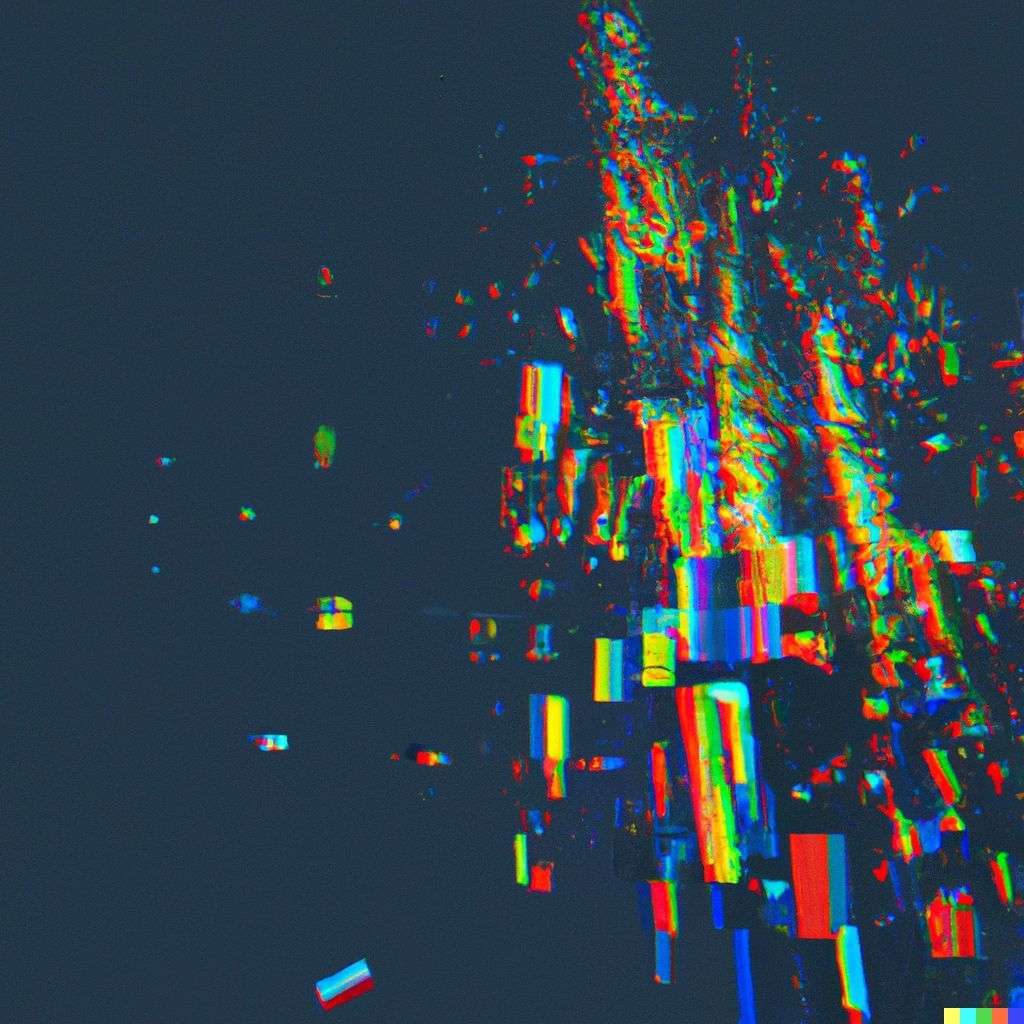 the discovery of gravity, pixel sorting glitch art